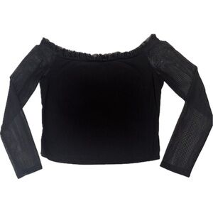 SHEIN black long mesh sleeve off-the-shoulder crop top